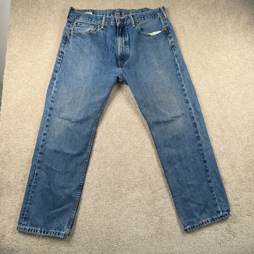 Levi's 505 Jeans Mens 38x29 Blue Denim Medium Wash Mid Rise Regular Fit Outdoor